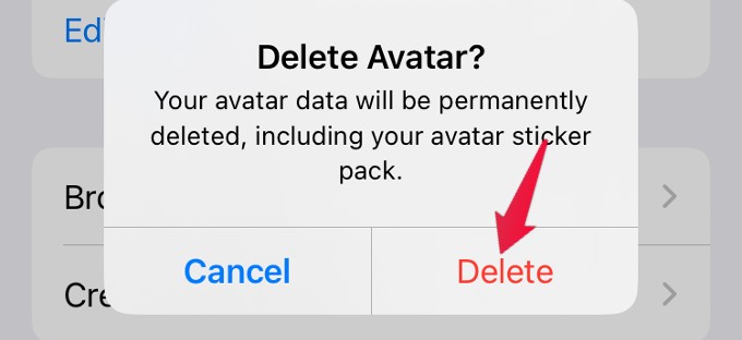 Delete Avatar Confirmation WhatsApp iPhone