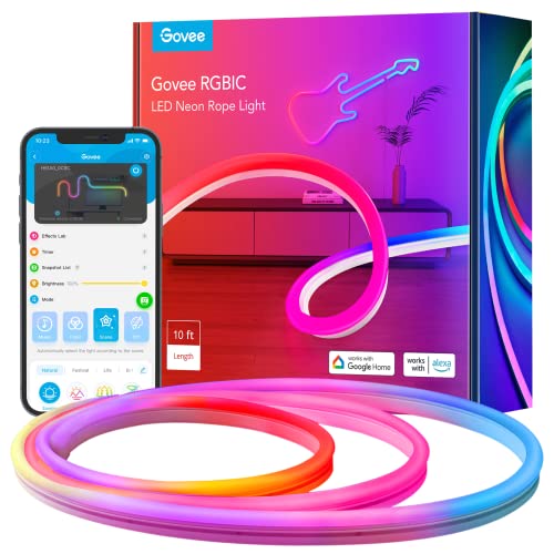 Govee Neon Rope Lights, RGBIC Rope Lights with Music Sync, DIY Design, Works with Alexa,...