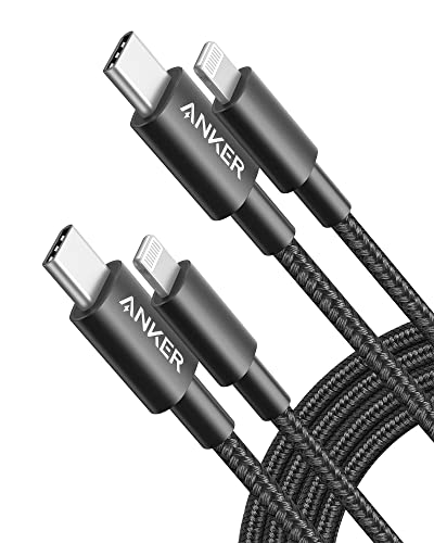 Anker New Nylon USB-C to Lightning Cable, 331 Lightning Charging Cord (Black, 2Pack, 6ft),...
