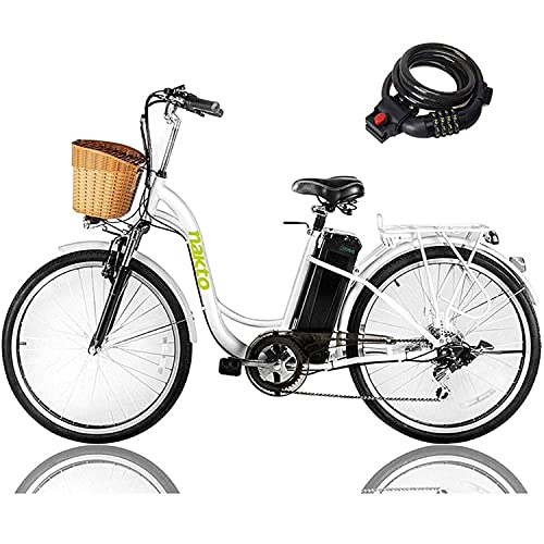 NAKTO Electric Bicycle Cargo Electric Bike for Adult 26' Sporting Shimano 6 Speed Gear...