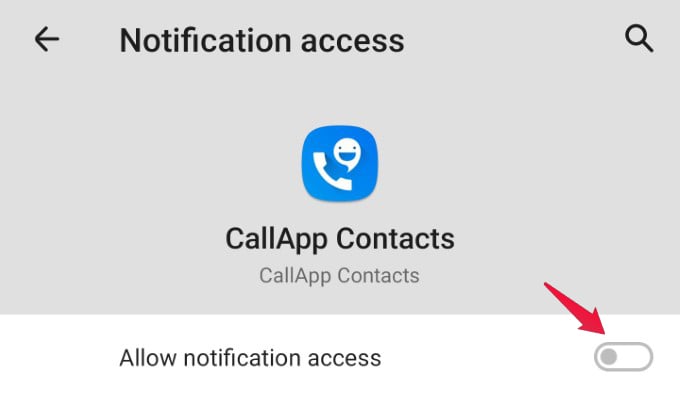 Android notification access toggle