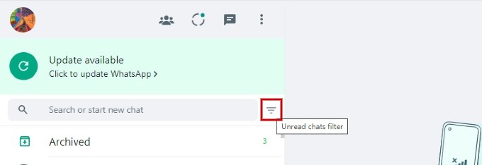 Unread Chats Filter WhatsApp Web